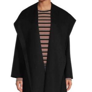 Vince Wrap Hooded Coat, Wool in Black
